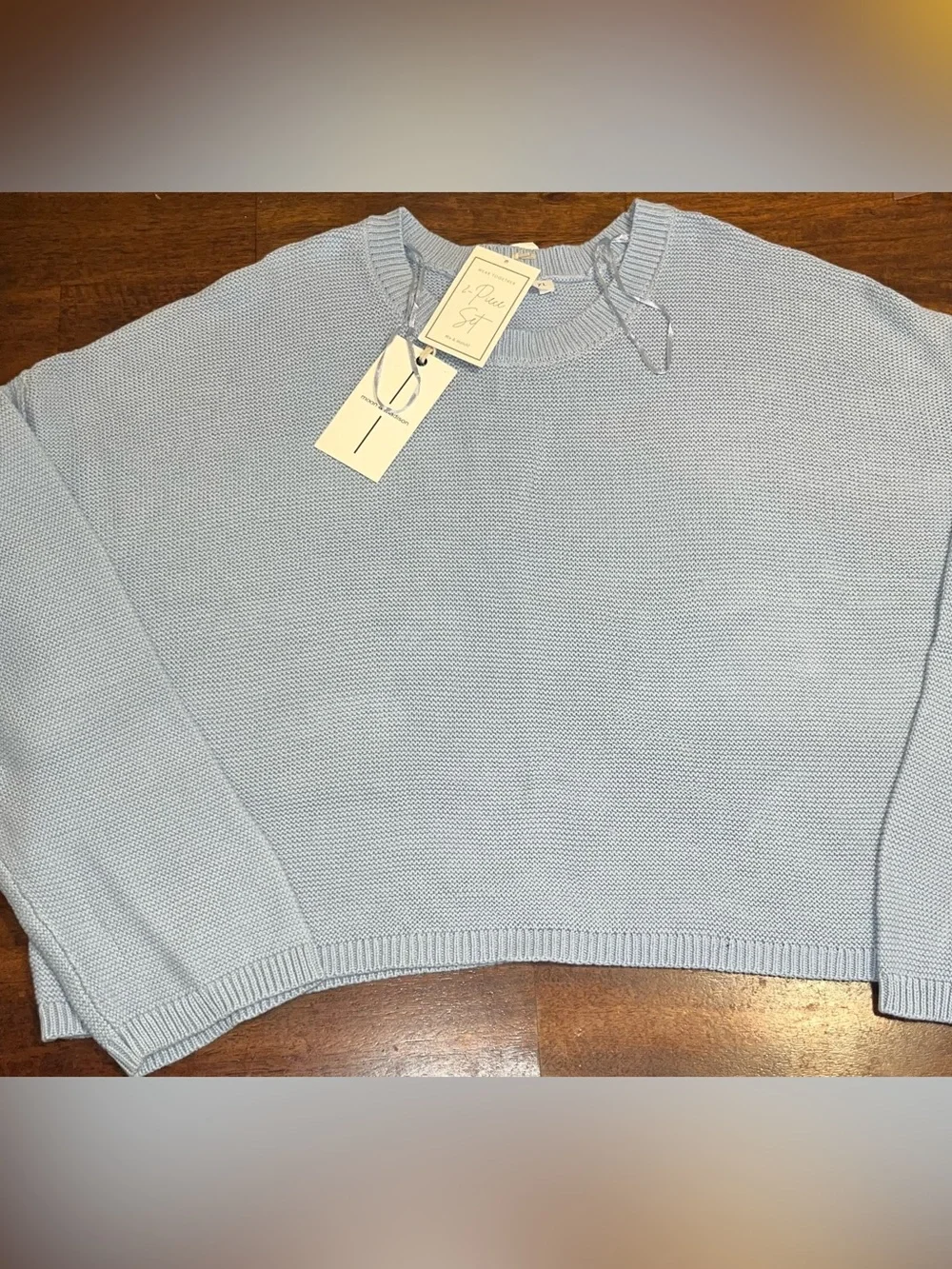 Cozy Light Blue Knit Sweater & Shorts Set